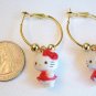 Handmade Dark Rose Dress HELLO KITTY Gold Tone Hoop Earrings