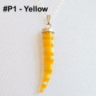 Silver Tone Millefiori Glass Pendant Necklace - Yellow