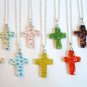 Millefiori Cross Sterling Silver Necklace - Red