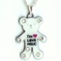 White Teddy Bear Silver Tone Necklace in Gift Box