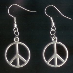 Silver Tone 3/4" Peace Earrings