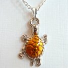 Enameled Turtle Pendant  Necklace