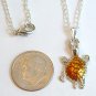 Enameled Turtle Pendant Necklace