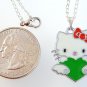 HELLO KITTY Silver Tone Pendant Necklace - Green Heart