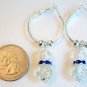 Silver Tone Hoop Crackle Glass Earrings in Gift Box