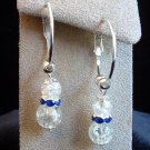Silver Tone Hoop Crackle Glass Earrings in Gift Box