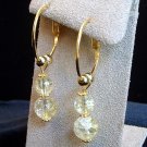 Gold Tone Hoop Crackle Glass Earrings in Gift Box