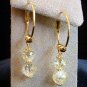 Gold Tone Hoop Crackle Glass Earrings in Gift Box