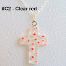 Millefiori Cross Sterling Silver Necklace - Clear Red