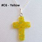 Millefiori Cross Sterling Silver Necklace - Yellow