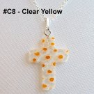 Millefiori Cross Sterling Silver Necklace - Clear Yellow