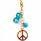Gold Tone Peace Sign Cell Phone MP3 Charm