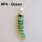 Silver Tone Millefiori Glass Pendant Necklace - Green