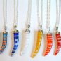 Silver Tone Millefiori Glass Pendant Necklace - Green