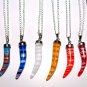 Silver Tone Millefiori Glass Pendant Necklace - White