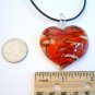 Red Heart Lampwork Glass Pendant on Leather Cord in Gift Box