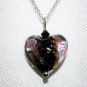 Sterling Silver Lampwork Glass Necklace - Black with Jet Crystal