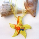 Yellow Starfish Lampwork Glass Pendant Necklace