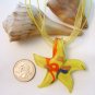 Yellow Starfish Lampwork Glass Pendant Necklace