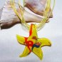 Yellow Starfish Lampwork Glass Pendant Necklace