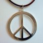 Silver Plated Large PEACE Sign Pendant with Necklace Cord