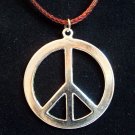Silver Plated Large PEACE Sign Pendant with Necklace Cord