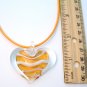 Heart Lampwork Glass Pendant - Orange stripe