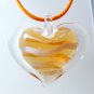 Heart Lampwork Glass Pendant - Orange stripe