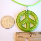 1 1/2" Green Peace Sign Foil Glass Pendant Necklace
