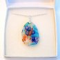 Teardrop Millefiori Glass Pendant Sterling Silver Necklace in Gift Box