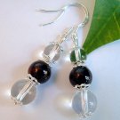Clear Quartz & Garnet Sterling Silver Earrings