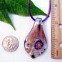 Purple Foil Teardrop Lampwork Glass Pendant Necklace