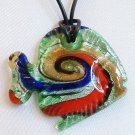 Green Tone Tropical Fish Lampwork Glass Pendant Necklace