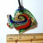 Green Tone Tropical Fish Lampwork Glass Pendant Necklace