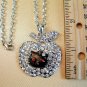 Large Apple Hello Kitty Rhinestone Pendant Necklace