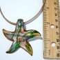 Amber Starfish Lampwork Glass Pendant Necklace