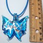 Butterfly Lampwork Glass Pendant Necklace - Blue