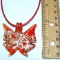 Butterfly Lampwork Glass Pendant Necklace - Red