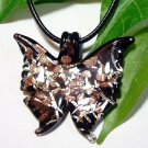 Butterfly Lampwork Glass Pendant Necklace - Black
