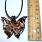 Butterfly Lampwork Glass Pendant Necklace - Black