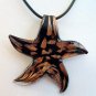 Black and Gold Starfish Lampwork Glass Pendant Necklace