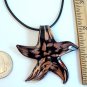 Black and Gold Starfish Lampwork Glass Pendant Necklace