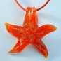 Red and Gold Starfish Lampwork Glass Pendant Necklace