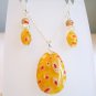 Sterling Silver Yellow Teardrop Millefiori Glass Necklace & Earrings Set