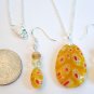 Sterling Silver Yellow Teardrop Millefiori Glass Necklace & Earrings Set