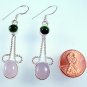 Sterling Silver Rose Quartz & Diopside Earrings