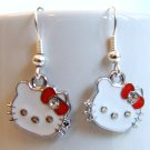 Enamel HELLO KITTY with Red Bow Earrings