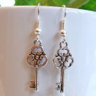 Silver Tone Key Earrings