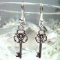 Silver Tone Key Earrings