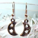 Silver Tone Star & Heart in Moon Earrings